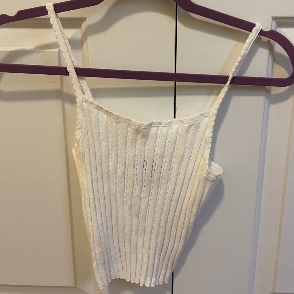 Elegant White Ribbed Camisole
